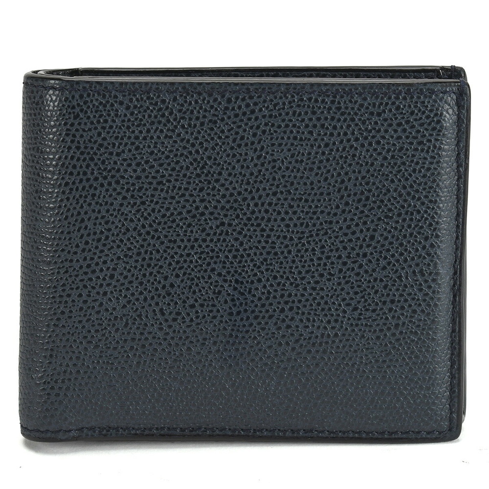 Valextra Bifold Wallet Coin Purse Compact Leather Navy Blue Accessory